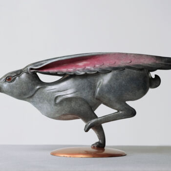 Sculpture intitulée "追月（Chasing the Moon）" par Zhao Yongchang, Œuvre d'art originale, Bronze