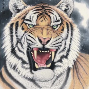 绘画 标题为“Tiger Head No.1” 由Yuhai Zhao 赵玉海, 原创艺术品, 油