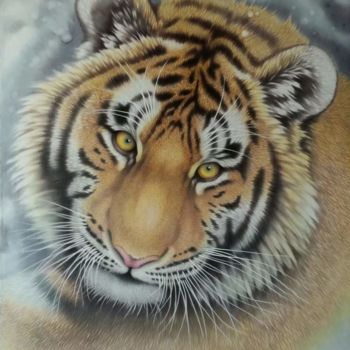 绘画 标题为“Tiger Head No.21” 由Yuhai Zhao 赵玉海, 原创艺术品, 颜料