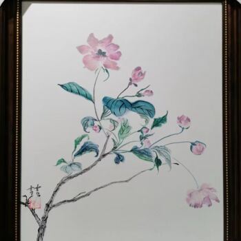 Картина под названием "花语" - 喆 邓, Подлинное произведение искусства, Масло Установлен на Деревянная рама для носилок
