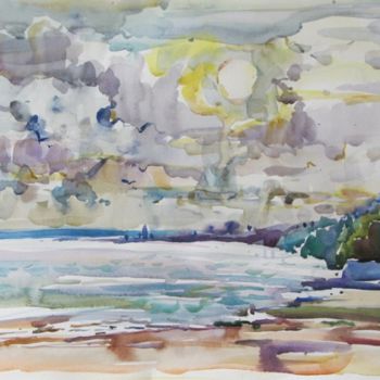 Painting titled "Sea water colour" by Juliya Zhukova, Original Artwork, Oil