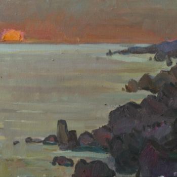Peinture intitulée "Sunset on Fiolent" par Juliya Zhukova, Œuvre d'art originale, Huile