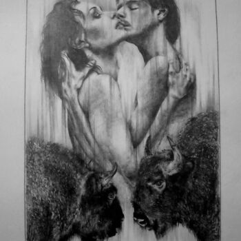图画 标题为“Сильная любовь, мощ…” 由Евгений Зиберт, 原创艺术品, 铅笔 安装在纸板上