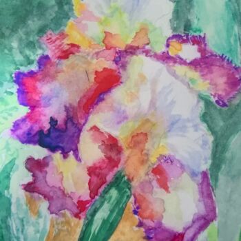 Painting titled "L'Iris" by Zoé Valy, Original Artwork, Watercolor