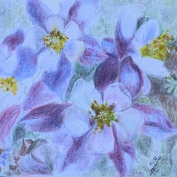 Peinture intitulée "Douceur Florale" par Zoé Valy, Œuvre d'art originale, Crayon Monté sur Carton