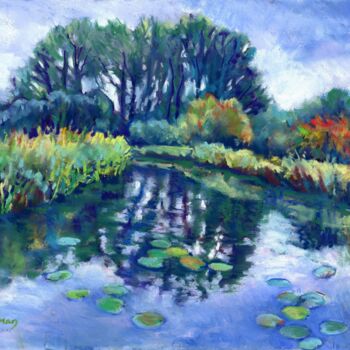 Картина под названием "Waterlilies at Wick…" - Zoe Norman, Подлинное произведение искусства, Пастель