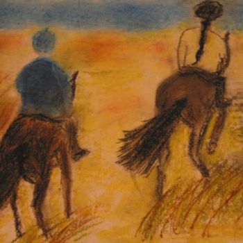 Painting titled "Couple sur cheval-2" by Zorica Champs, Original Artwork