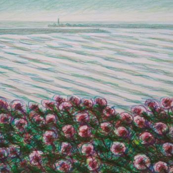 Desenho intitulada "Red clover and sea…" por Zory, Obras de arte originais, Lápis