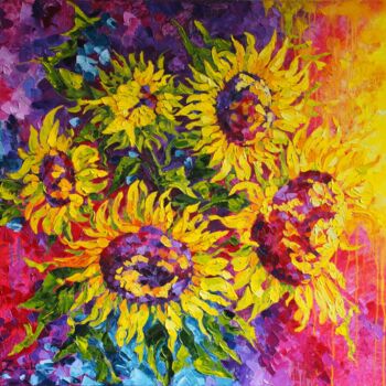 Schilderij getiteld "Sunflowers" door Svitlana Zozulia, Origineel Kunstwerk, Olie