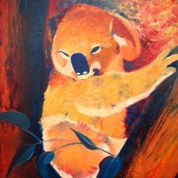 Painting titled "Endangered Koala" by Carrie Everitt, Original Artwork, Oil