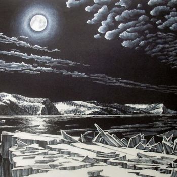 Рисунок под названием "Moonlight and cold…" - Aleksey Zuev, Подлинное произведение искусства