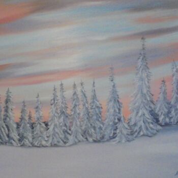 Pintura titulada "SNOW LANDSCAPE FORE…" por Liubov Aristova, Obra de arte original, Oleo
