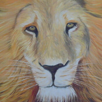 Schilderij getiteld "LION 3" door Liubov Aristova, Origineel Kunstwerk, Olie