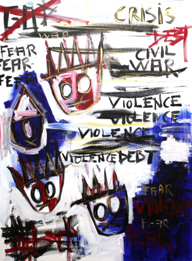 Peinture intitulée "Violence" par 0xec6d0, Œuvre d'art originale, Acrylique Monté sur Châssis en bois