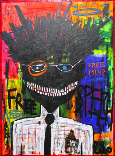 Painting titled "Free Thinker" by 0xec6d0, Original Artwork, Acrylic Mounted on Wood Stretcher frame