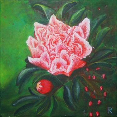 Pittura intitolato ""Цветок Граната"" da Liudmila Rybakova, Opera d'arte originale, Acrilico