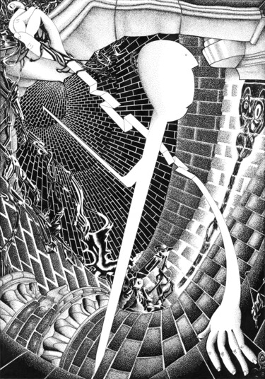 「L'Explorateur」というタイトルの描画 1personiaによって, オリジナルのアートワーク, インク