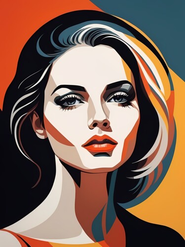 Digital Arts titled "Pop Art Woman Portr…" by 1xmerch, Original Artwork, Digital Print