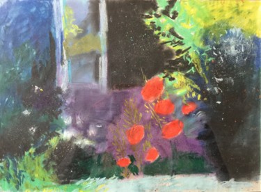 Painting titled "Les Coquelicots" by Yixiao Li, Original Artwork, Pastel