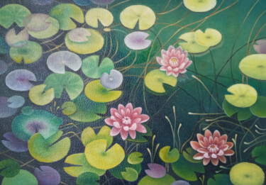 Картина под названием "Пруд с лилиями" - Tatyana Kiyashko, Подлинное произведение искусства, Масло