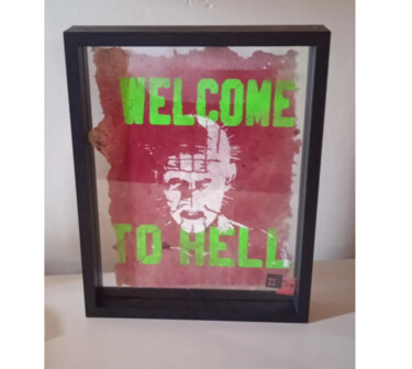 Pintura titulada "Welcom to Hell" por Ii Zirp, Obra de arte original, Estarcido Montado en Bastidor de camilla de madera