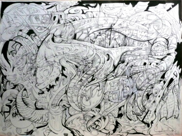 Drawing titled ""Négations"" by Mr Foe'Z, Original Artwork, Ballpoint pen