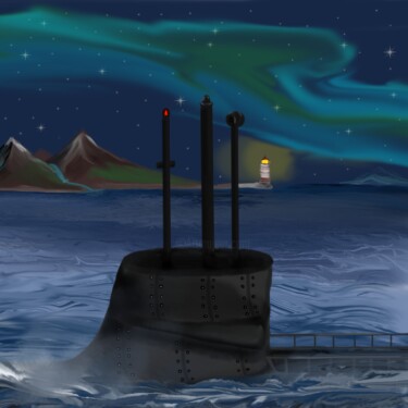 Arte digitale intitolato "(U-bot) Submarine a…" da 3dcursordesigner, Opera d'arte originale, Pittura digitale