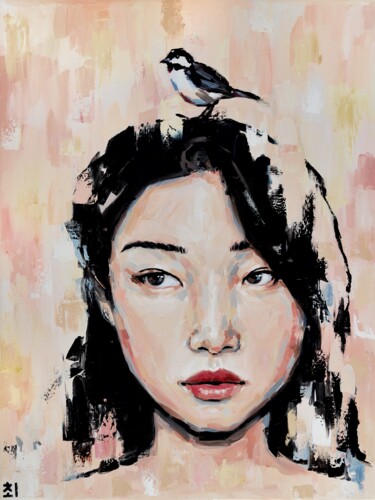 Картина под названием "Korean woman with b…" - Marina Ogai, Подлинное произведение искусства, Масло