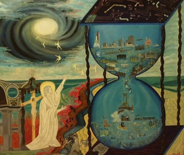 Malerei mit dem Titel "Эксперимент времени…" von Sergei Troianov, Original-Kunstwerk, Öl