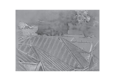 Dessin intitulée "Toits maisons au Ba…" par Pol Soupe, Œuvre d'art originale, Crayon