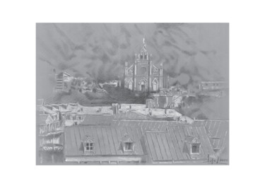 Dessin intitulée "Eglise Notre Dame d…" par Pol Soupe, Œuvre d'art originale, Crayon
