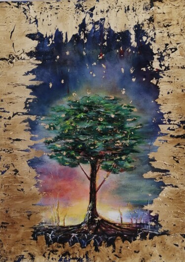 Картина под названием "Древо жизни" - A. Caspian, Подлинное произведение искусства, Масло