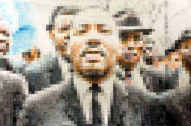 图画 标题为“Pixel Dr.King” 由A-Criticart, 原创艺术品, 铅笔 安装在其他刚性面板上