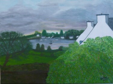 Peinture intitulée "paysage breton" par Katee, Œuvre d'art originale, Huile
