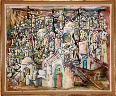 Painting titled "La Casbah d’Alger -…" by A. Lalmi, Original Artwork, Oil