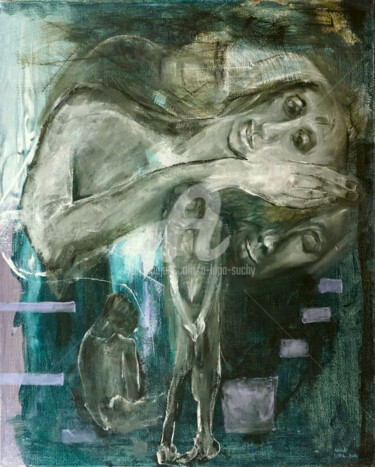 Картина под названием "Czas" - Anna Lupa-Suchy, Подлинное произведение искусства, Масло