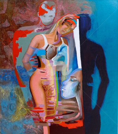 Картина под названием "Drugi oddech nocy" - Anna Lupa-Suchy, Подлинное произведение искусства, Масло
