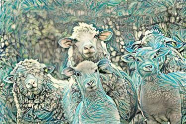 Artes digitais intitulada "Moutons" por A.R.Pixo, Obras de arte originais, Trabalho Digital 2D