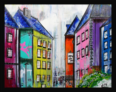 Painting titled "#1 Paysage urbain C…" by A.T.6 Alexandre Trubert, Original Artwork, Acrylic