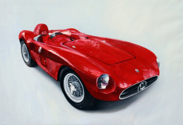 Pintura intitulada "Maserati 300S 1956" por A. Wadja, Obras de arte originais, Óleo