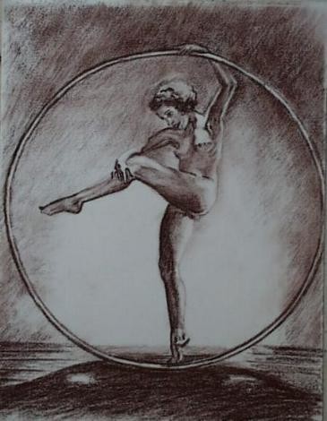 Drawing titled "la danseuse au cerc…" by Aantz, Original Artwork