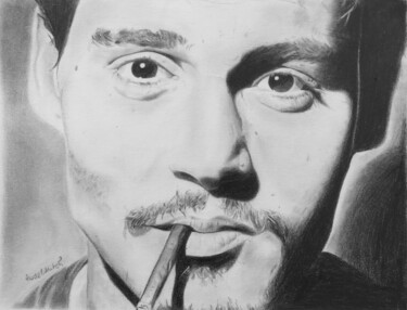 Zeichnungen mit dem Titel "Johnny Depp" von Abdel Maha, Original-Kunstwerk, Bleistift