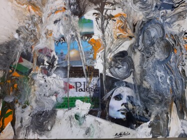 Ζωγραφική με τίτλο "Ajrassou Al Aouda" από Abdelaali Benchekroun, Αυθεντικά έργα τέχνης, Λάδι Τοποθετήθηκε στο Ξύλινο φορείο…