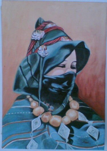 Peinture intitulée "portrait femme" par Abdelhadi Chaouki, Œuvre d'art originale