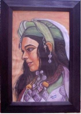 Peinture intitulée "portrait femme" par Abdelhadi Chaouki, Œuvre d'art originale