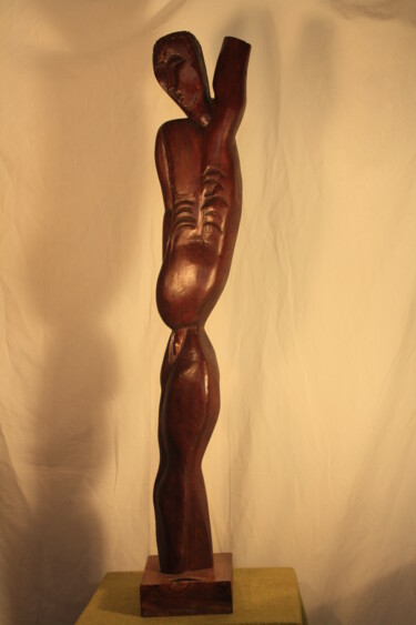 Sculpture intitulée "MEDITATION" par Abdellouahab Selka, Œuvre d'art originale, Bois