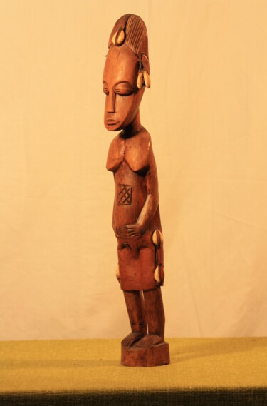 Sculpture titled "La femme de Côte d'…" by Abdellouahab Selka, Original Artwork, Wood