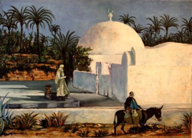 Peinture intitulée "La zaouia" par Abdellouahab Selka, Œuvre d'art originale, Huile