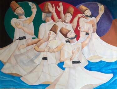 Картина под названием "Darwish dance" - Abdelrahman Shamieh, Подлинное произведение искусства, Акрил