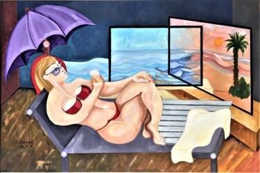 Картина под названием "Sunbath in quaranti…" - Abdelrahman Shamieh, Подлинное произведение искусства, Акрил